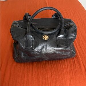 Tory Burch Black Leather City Satchel Handbag